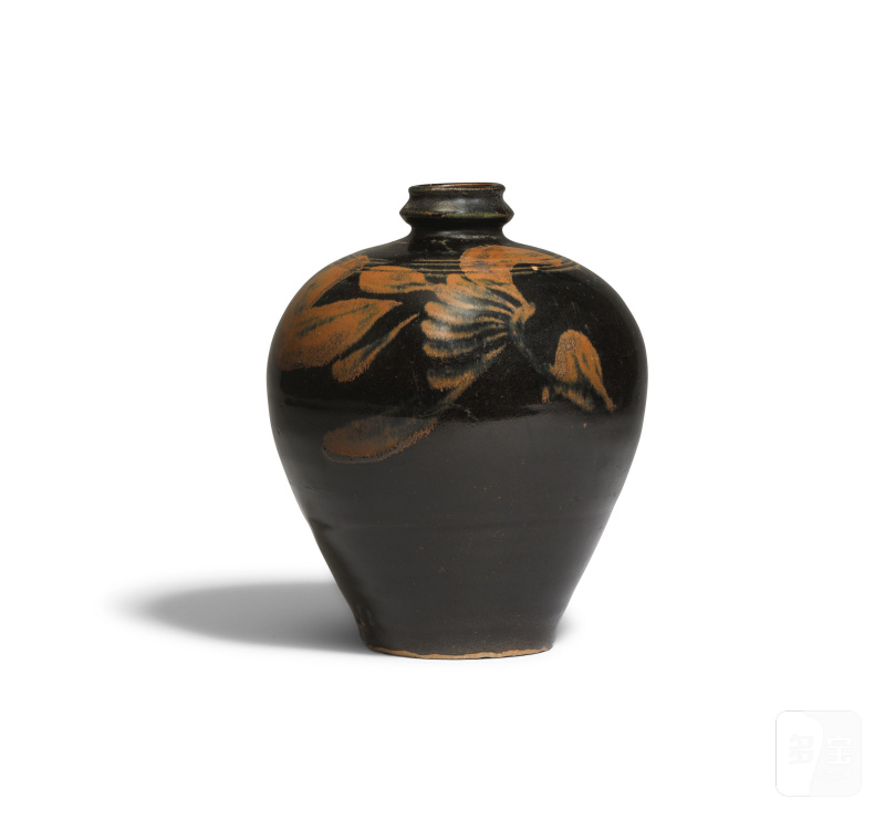 金 黑釉鐵鏽花小口瓶 | A BLACK AND RUSSET-GLAZED 'BIRD' GLOBULAR JAR, XIAOKOU